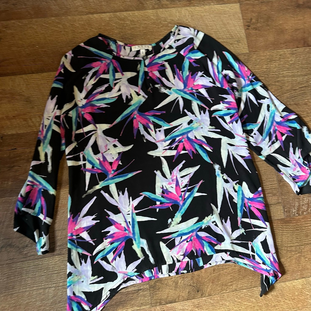 Women's CHAUS new york Black Multicolor Tunic Top S